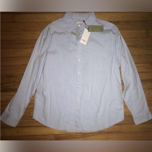 Goodfellow Co Men Button Up Standard Fit Long Sleeve Dress Shirt Spring Blue XL - Picture 2 of 6